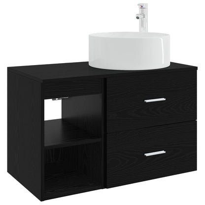 Bathroom Furniture Set 2 pcs Black Oak Engineered Wood