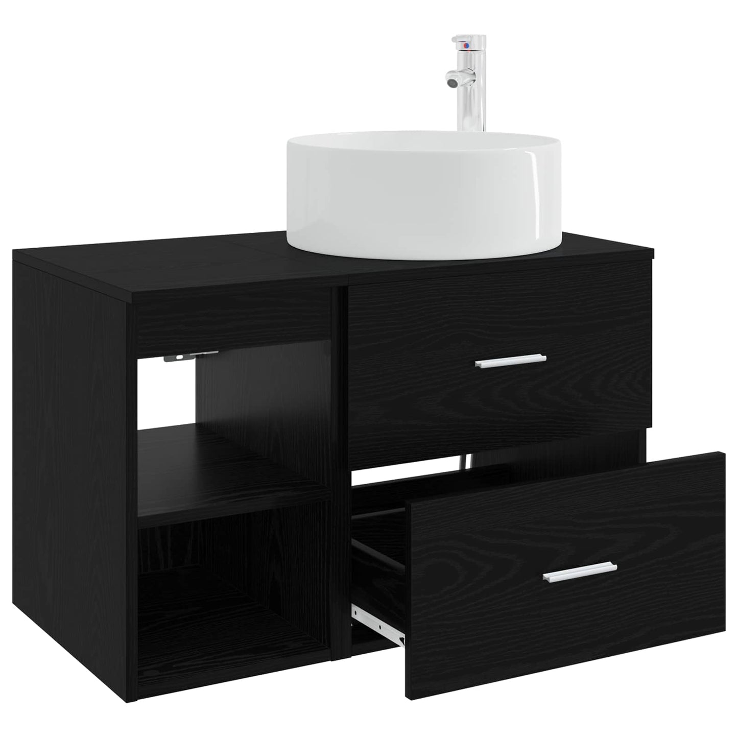 Bathroom Furniture Set 2 pcs Black Oak Engineered Wood