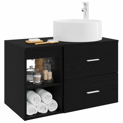 Bathroom Furniture Set 2 pcs Black Oak Engineered Wood
