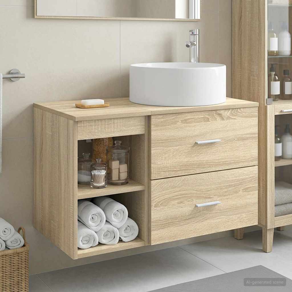 Bathroom Furniture Set 2 pcs Sonoma Oak Engineered Wood
