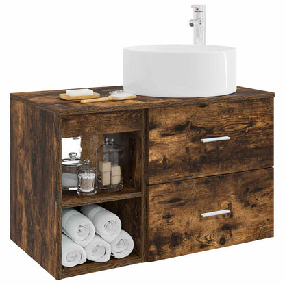 Bathroom Furniture Set 2 pcs Smoked Oak Engineered Wood