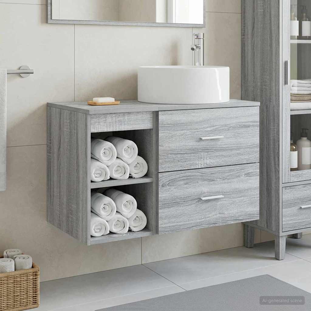 Bathroom Furniture Set 2 pcs Grey Sonoma Engineered Wood