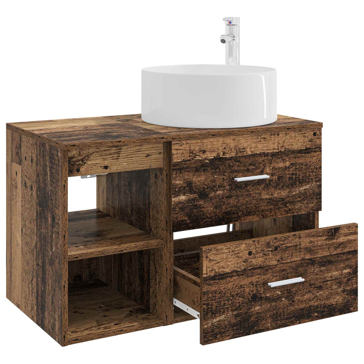 Bathroom Furniture Set 2 pcs Old Wood Engineered Wood
