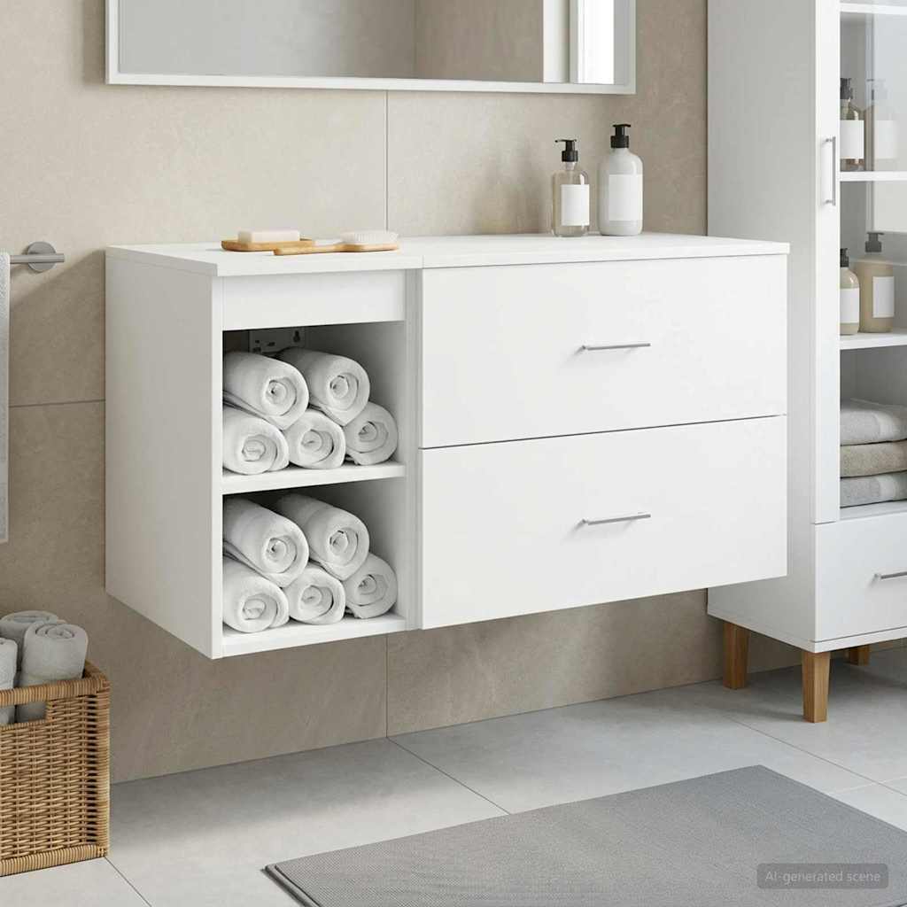 Bathroom Furniture Set 2 pcs White Engineered Wood