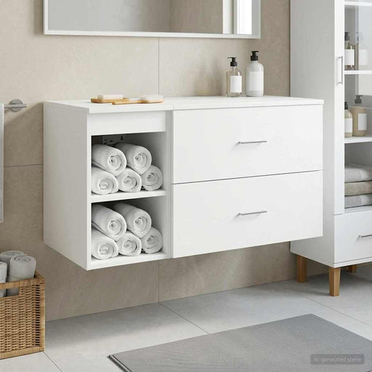 Bathroom Furniture Set 2 pcs White Engineered Wood