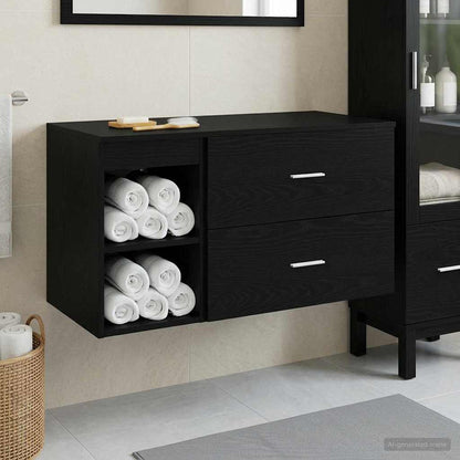 Bathroom Furniture Set 2 pcs Black Oak Engineered Wood