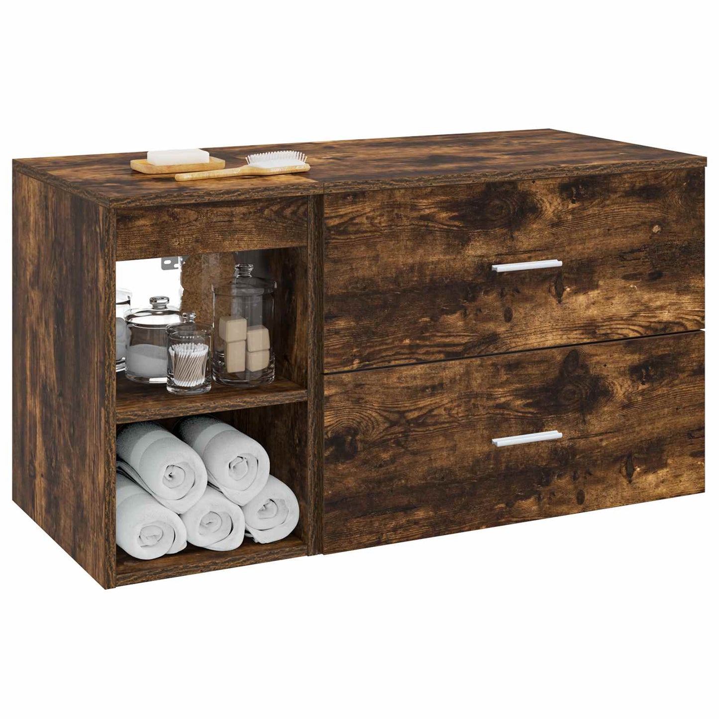 Bathroom Furniture Set 2 pcs Smoked Oak Engineered Wood