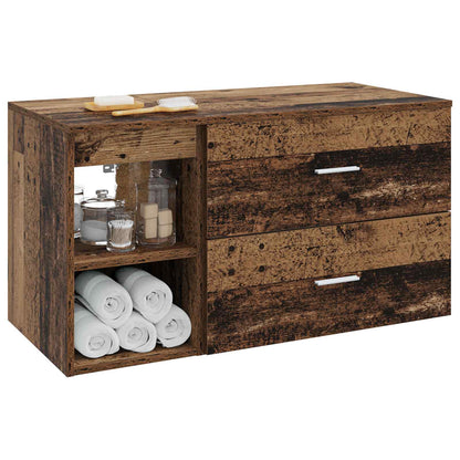 Bathroom Furniture Set 2 pcs Old Wood Engineered Wood