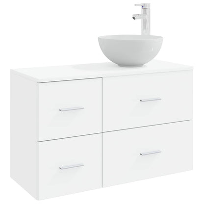 Bathroom Furniture Set 2 pcs White Engineered Wood