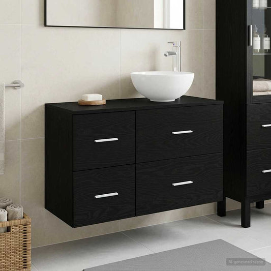 Bathroom Furniture Set 2 pcs Black Oak Engineered Wood