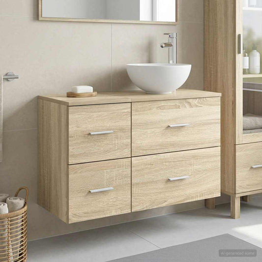Bathroom Furniture Set 2 pcs Sonoma Oak Engineered Wood