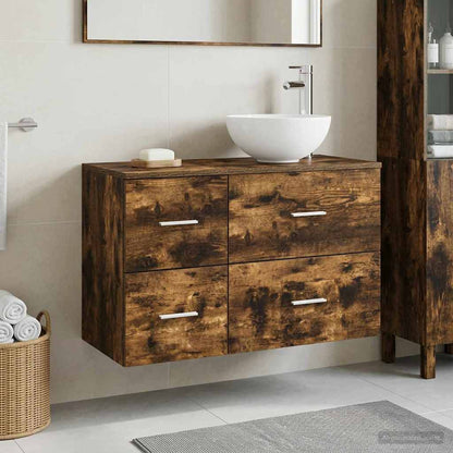 Bathroom Furniture Set 2 pcs Smoked Oak Engineered Wood