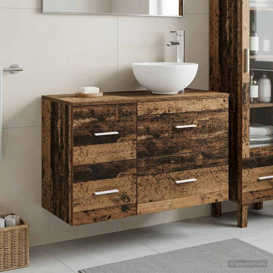 Bathroom Furniture Set 2 pcs Old Wood Engineered Wood
