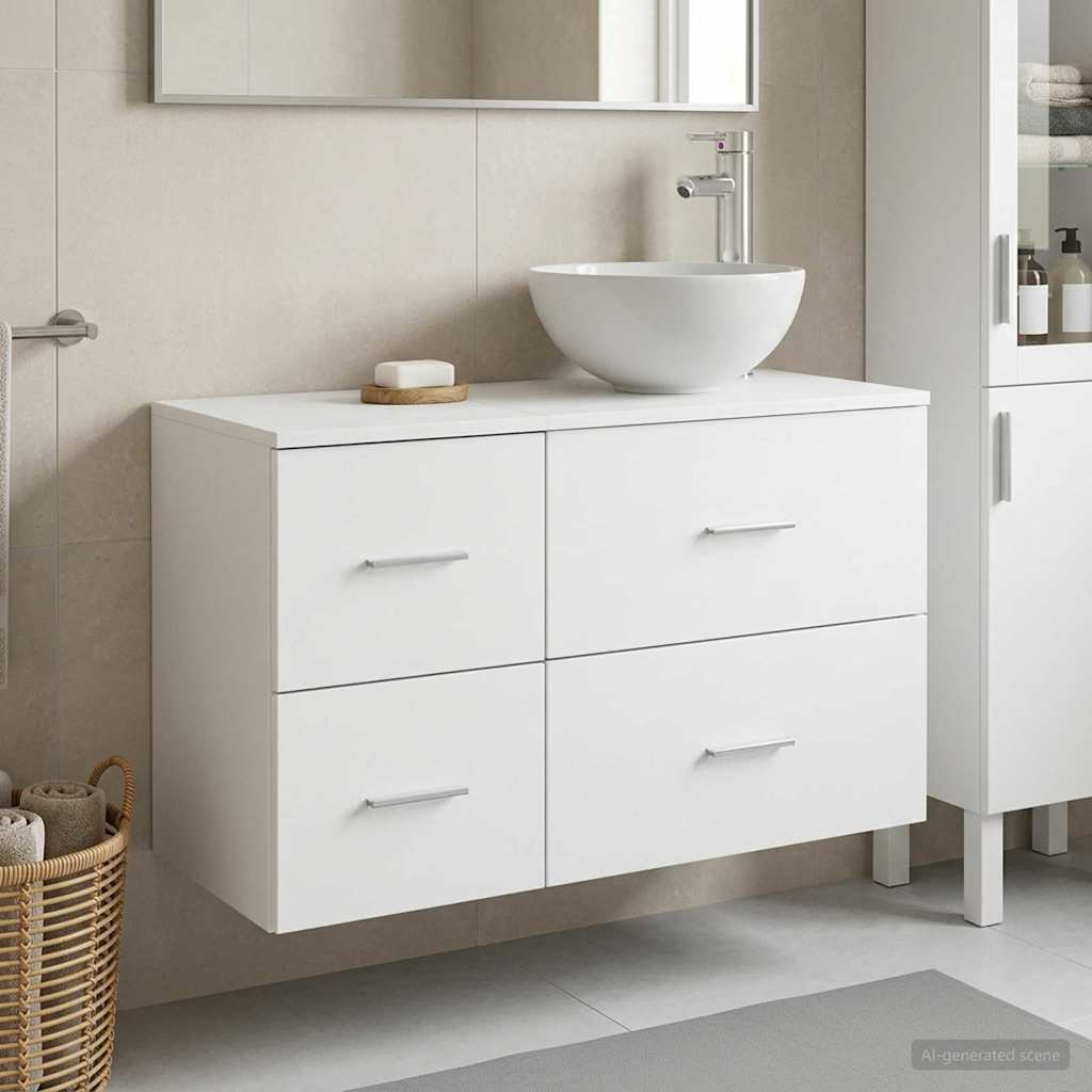 Bathroom Furniture Set 2 pcs White Engineered Wood