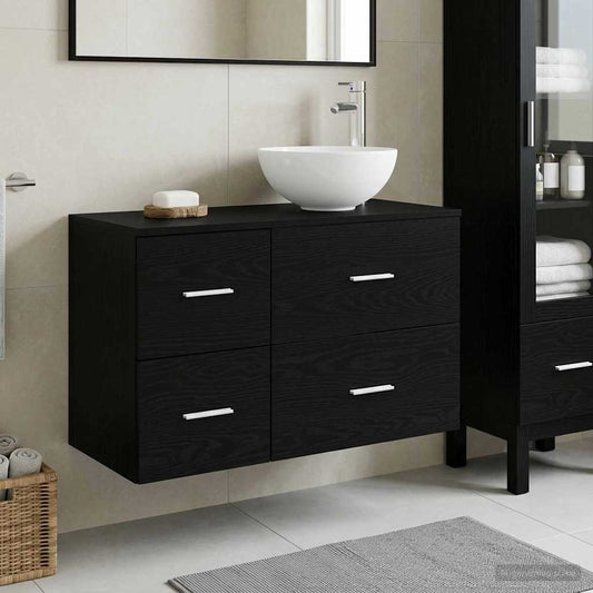 Bathroom Furniture Set 2 pcs Black Oak Engineered Wood