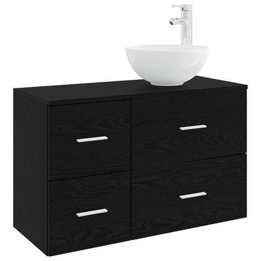 Bathroom Furniture Set 2 pcs Black Oak Engineered Wood