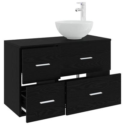 Bathroom Furniture Set 2 pcs Black Oak Engineered Wood