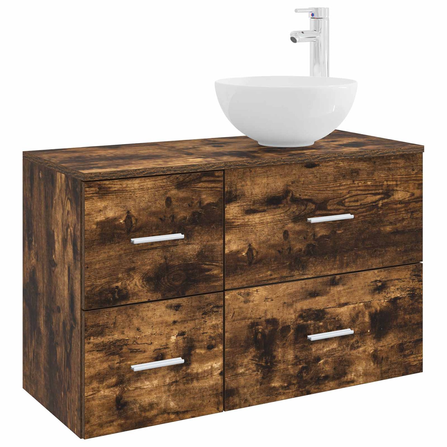 Bathroom Furniture Set 2 pcs Smoked Oak Engineered Wood