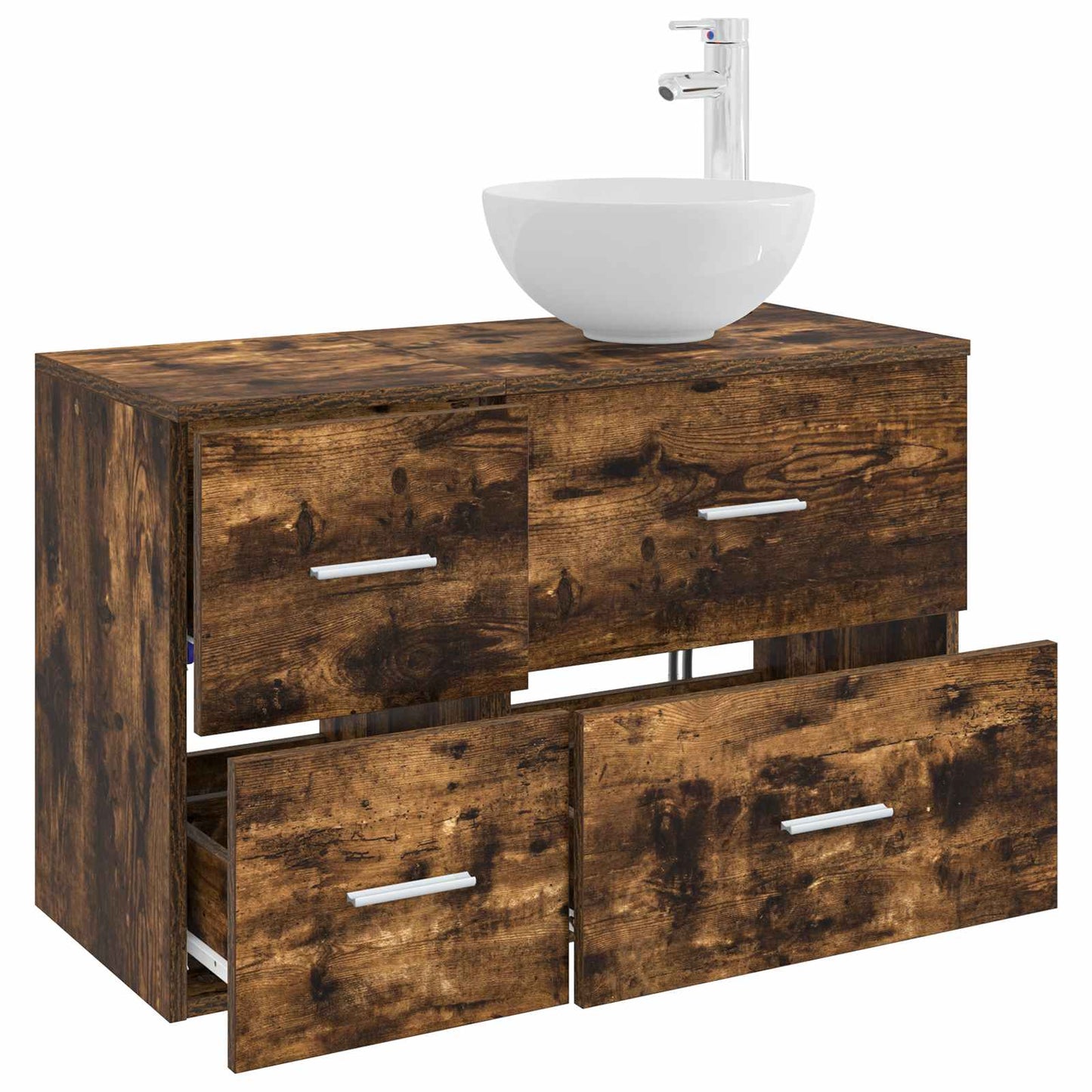 Bathroom Furniture Set 2 pcs Smoked Oak Engineered Wood