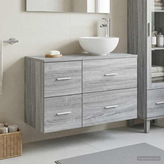 Bathroom Furniture Set 2 pcs Grey Sonoma Engineered Wood