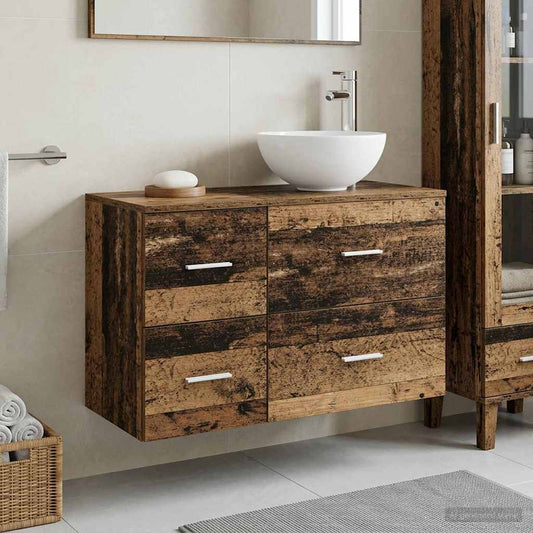 Bathroom Furniture Set 2 pcs Old Wood Engineered Wood