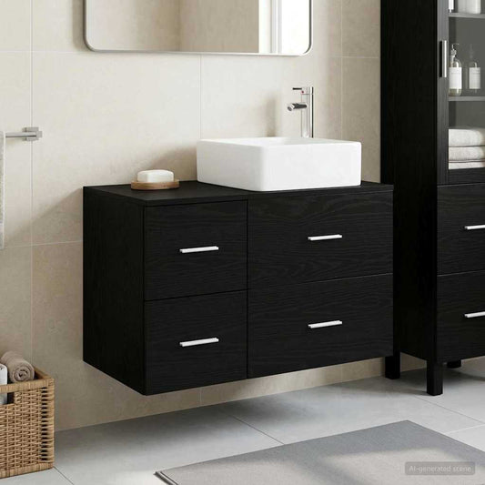 Bathroom Furniture Set 2 pcs Black Oak Engineered Wood
