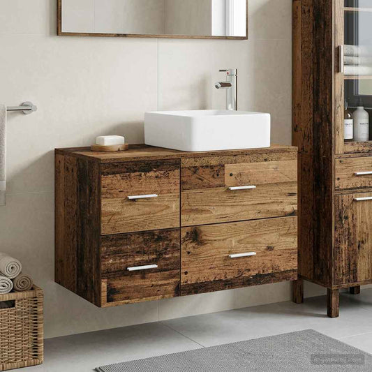 Bathroom Furniture Set 2 pcs Old Wood Engineered Wood