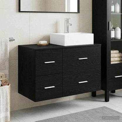 Bathroom Furniture Set 2 pcs Black Oak Engineered Wood