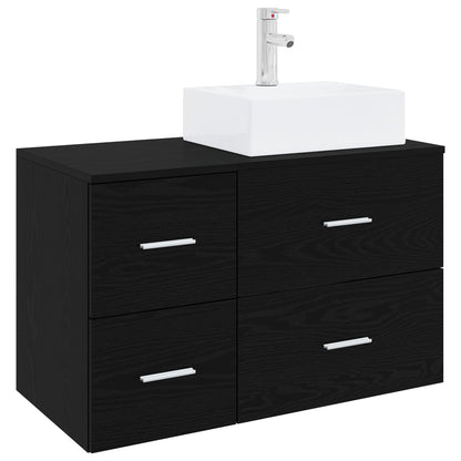 Bathroom Furniture Set 2 pcs Black Oak Engineered Wood