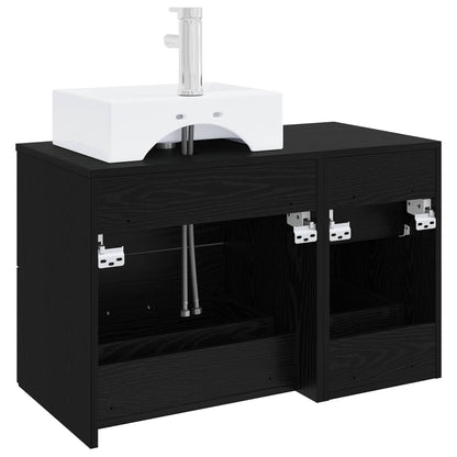 Bathroom Furniture Set 2 pcs Black Oak Engineered Wood