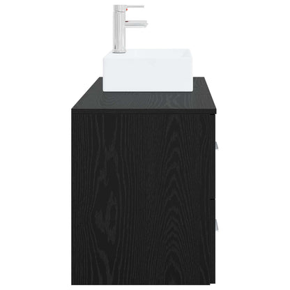 Bathroom Furniture Set 2 pcs Black Oak Engineered Wood