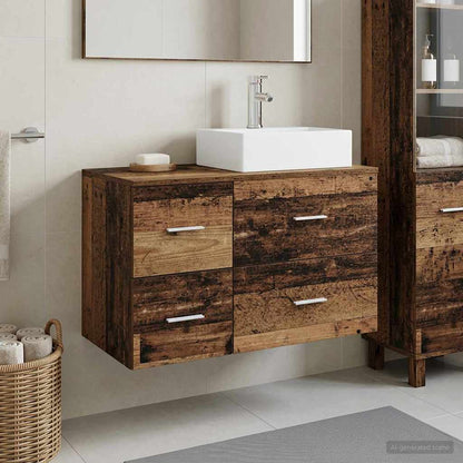 Bathroom Furniture Set 2 pcs Old Wood Engineered Wood