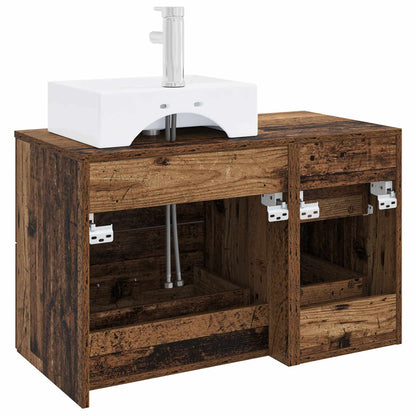 Bathroom Furniture Set 2 pcs Old Wood Engineered Wood