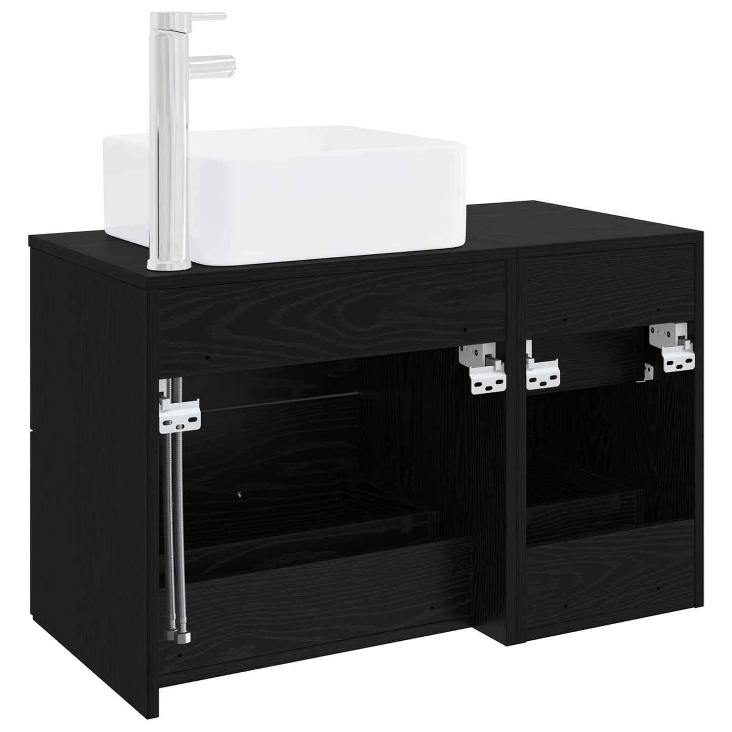 Bathroom Furniture Set 2 pcs Black Oak Engineered Wood