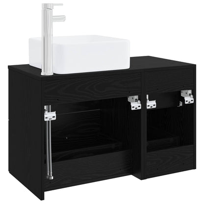 Bathroom Furniture Set 2 pcs Black Oak Engineered Wood