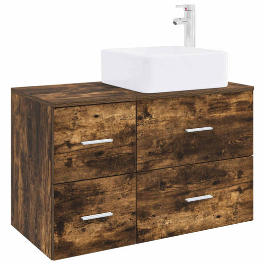Bathroom Furniture Set 2 pcs Smoked Oak Engineered Wood