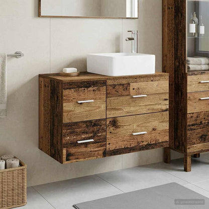 Bathroom Furniture Set 2 pcs Old Wood Engineered Wood