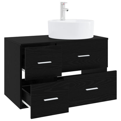 Bathroom Furniture Set 2 pcs Black Oak Engineered Wood