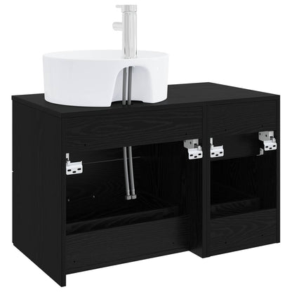 Bathroom Furniture Set 2 pcs Black Oak Engineered Wood