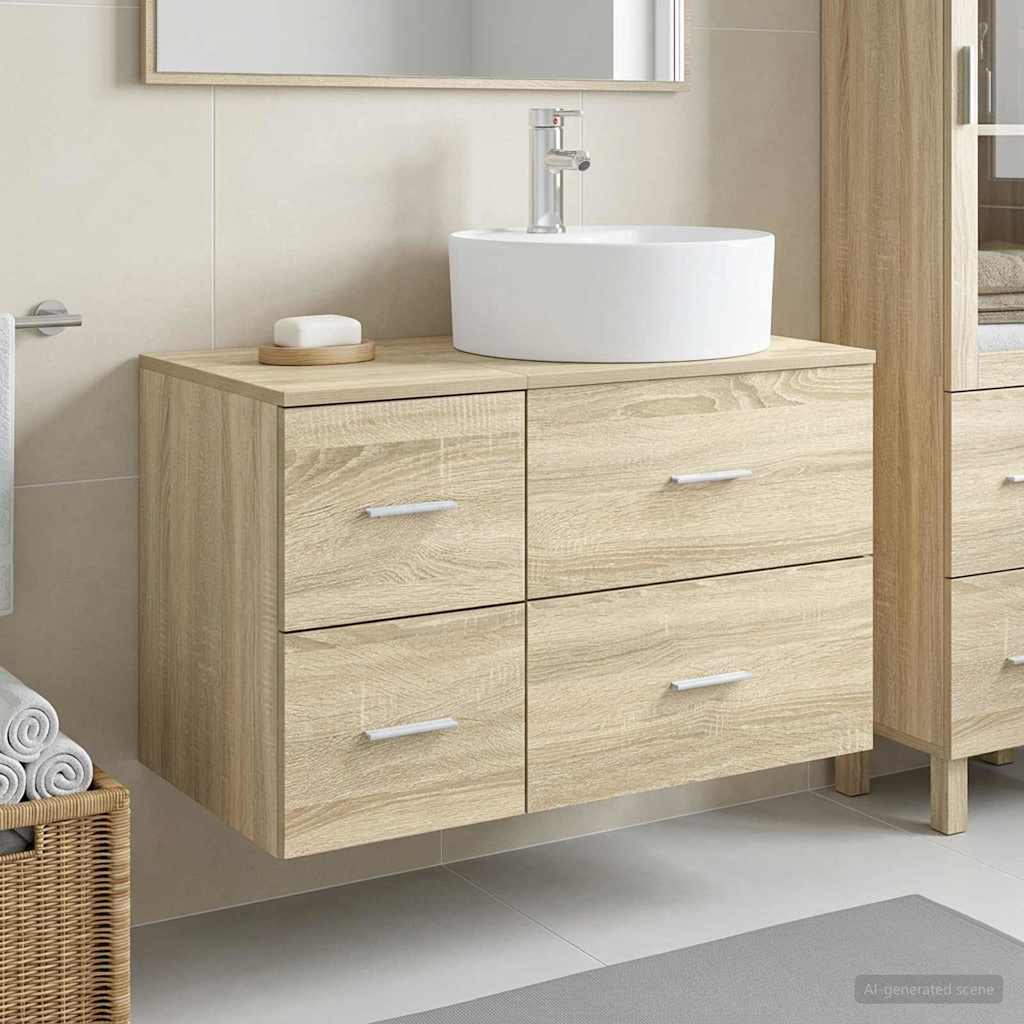 Bathroom Furniture Set 2 pcs Sonoma Oak Engineered Wood