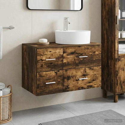 Bathroom Furniture Set 2 pcs Smoked Oak Engineered Wood