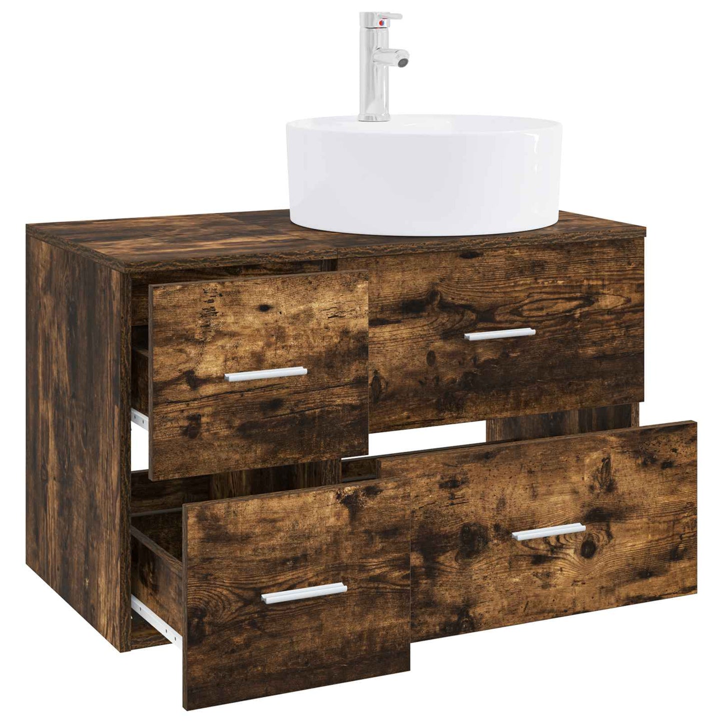 Bathroom Furniture Set 2 pcs Smoked Oak Engineered Wood