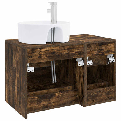 Bathroom Furniture Set 2 pcs Smoked Oak Engineered Wood