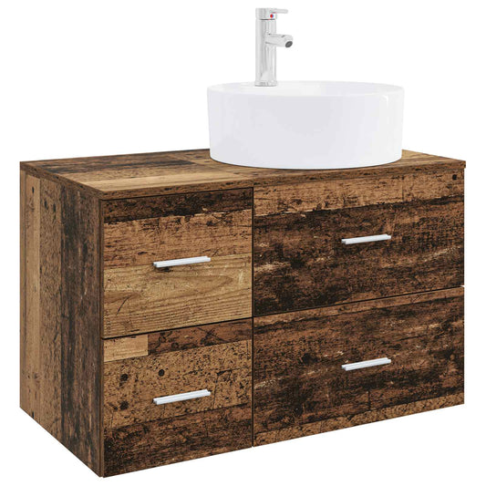Bathroom Furniture Set 2 pcs Old Wood Engineered Wood