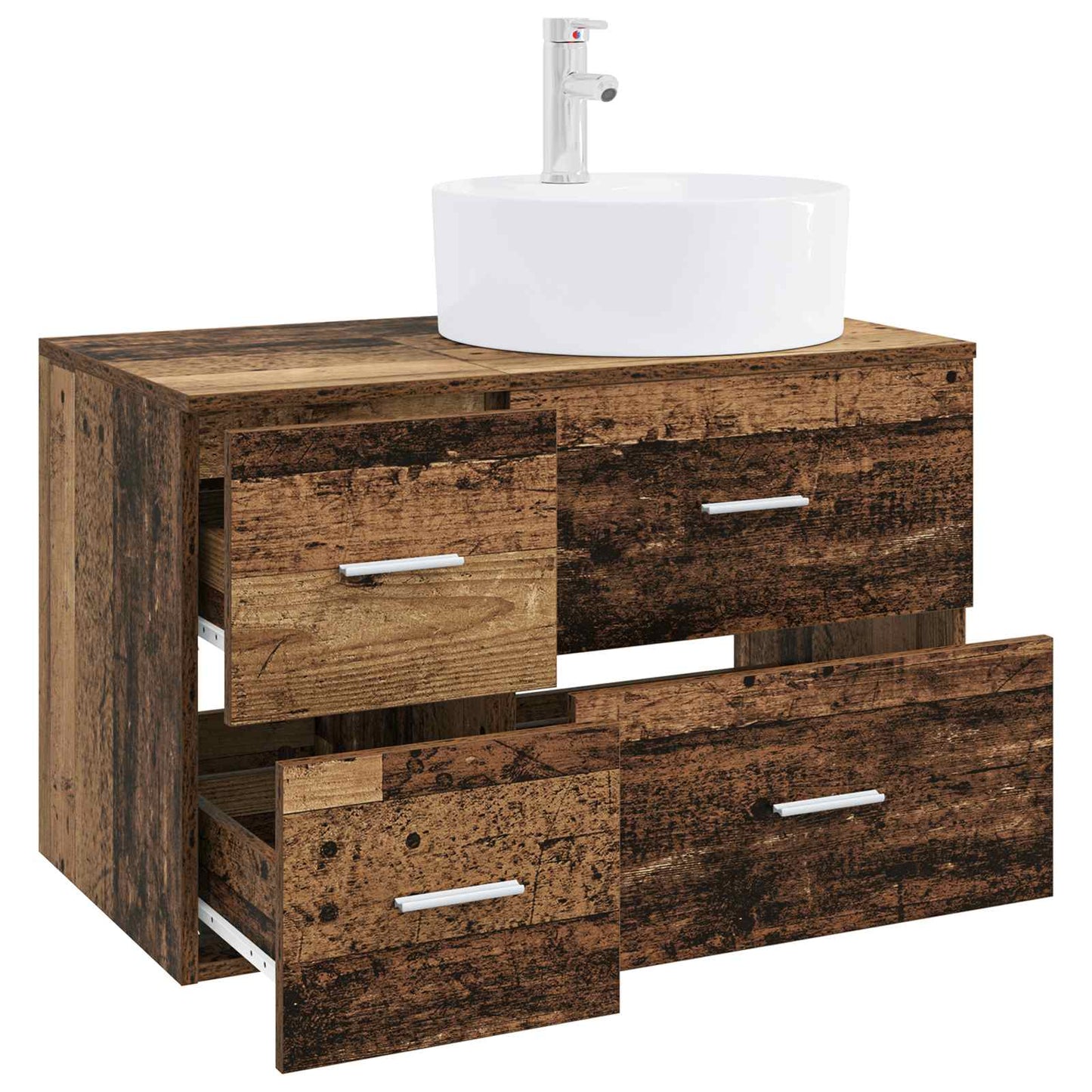 Bathroom Furniture Set 2 pcs Old Wood Engineered Wood