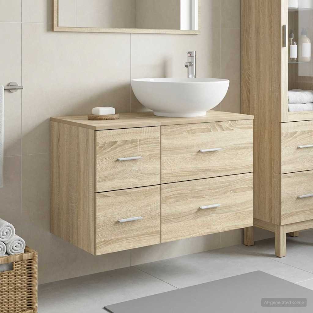 Bathroom Furniture Set 2 pcs Sonoma Oak Engineered Wood
