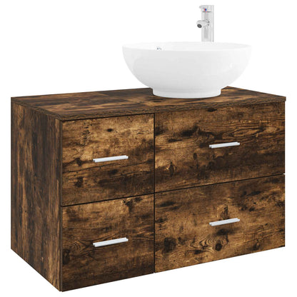Bathroom Furniture Set 2 pcs Smoked Oak Engineered Wood