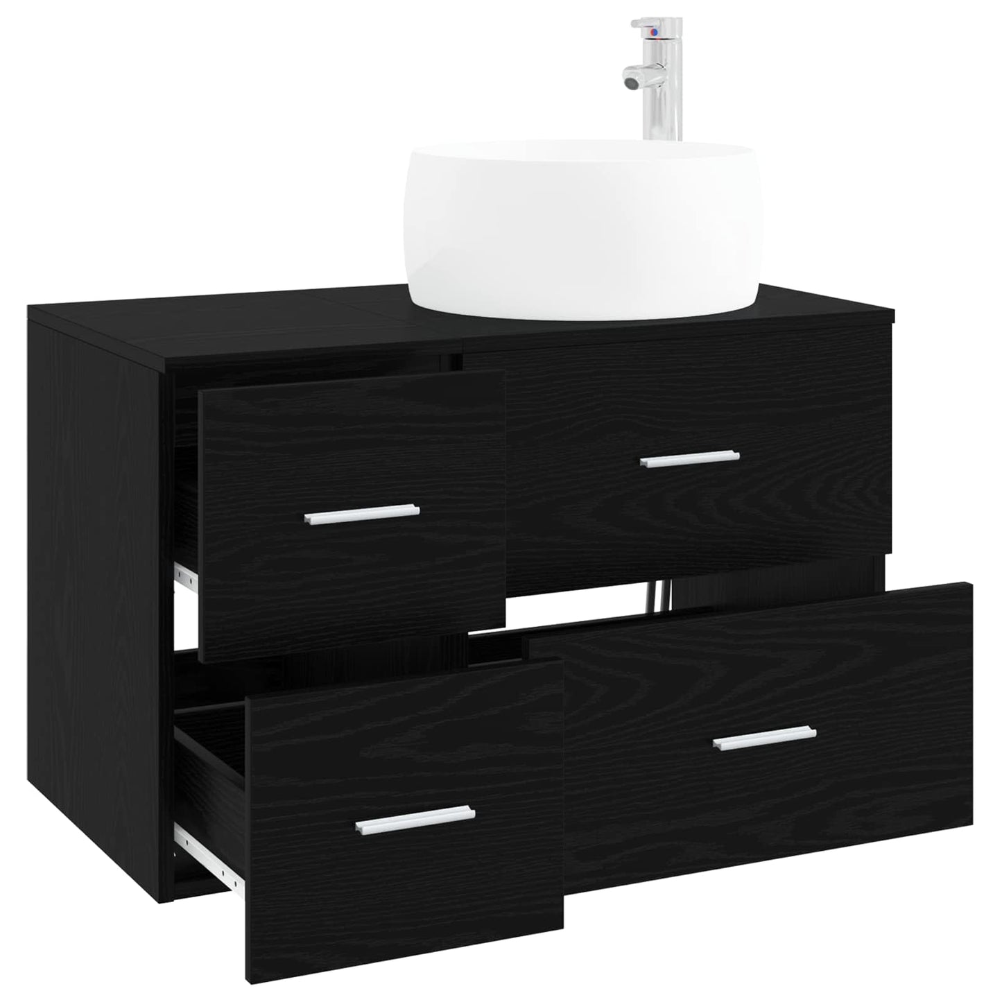 Bathroom Furniture Set 2 pcs Black Oak Engineered Wood