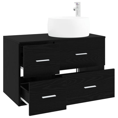 Bathroom Furniture Set 2 pcs Black Oak Engineered Wood