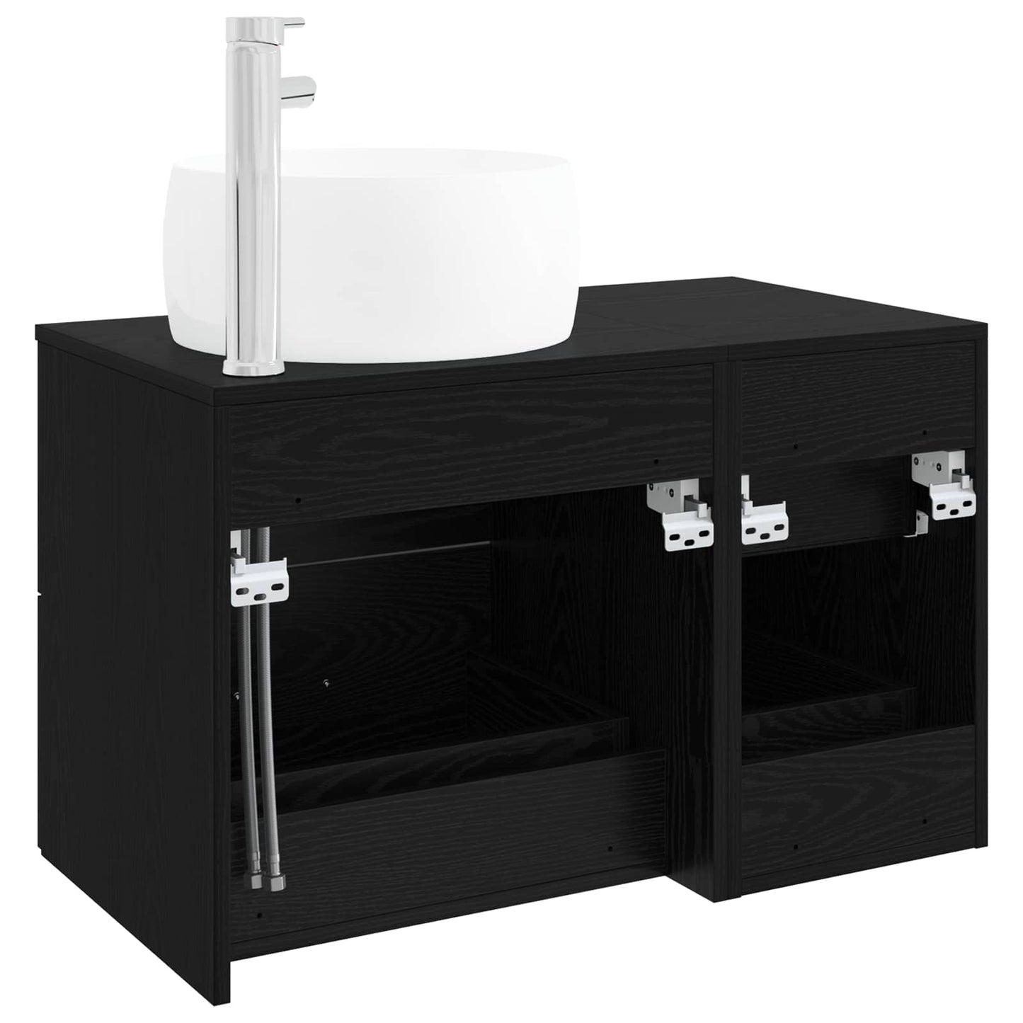 Bathroom Furniture Set 2 pcs Black Oak Engineered Wood